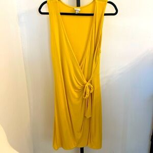 A New Day Spring Yellow Stretchy Wrap Dress Size M